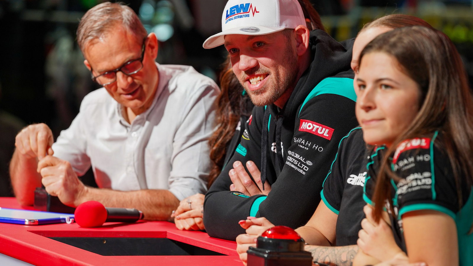 Peter Hickman and Jamie Whitham taking part in a Q&A at Motorcycle Live